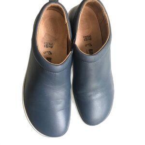 Birkenstock Blue Leather Slip-On Shoes Cork Insole Rubber Sole Size EU 37
